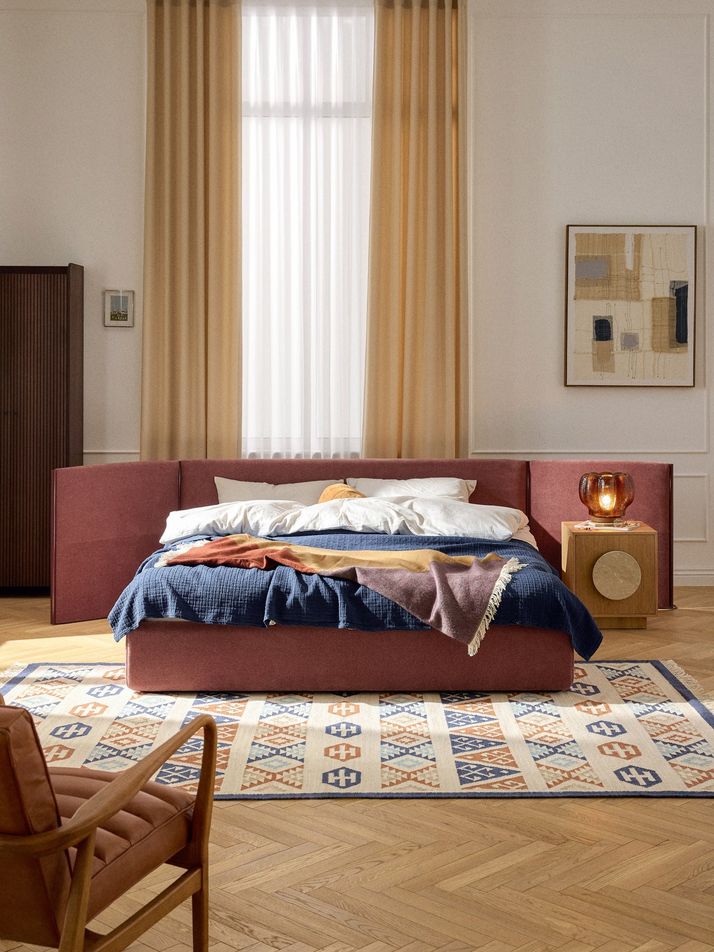Otimar Upholstered Bed with Folding Headboard