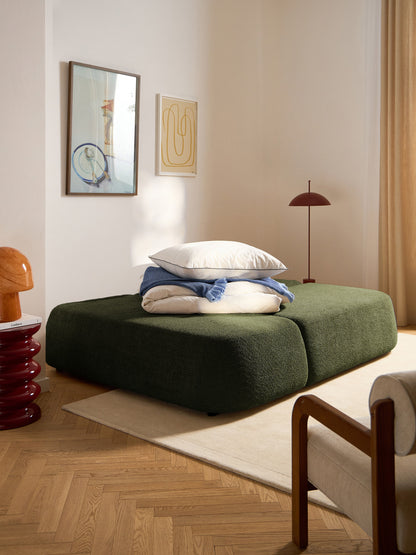 Paovero Sofa Bed in Teddy Bouclé with Storage