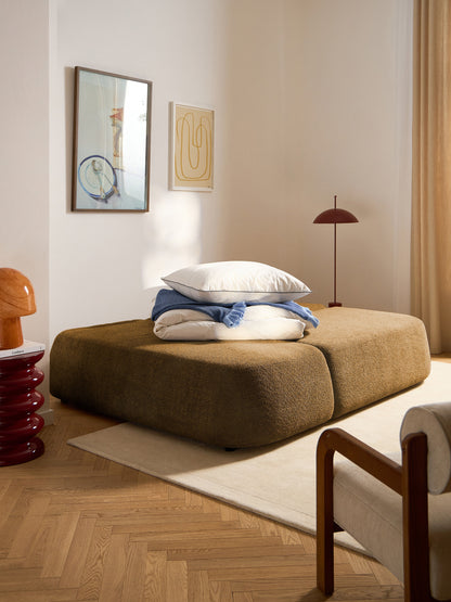 Paovero Sofa Bed in Teddy Bouclé with Storage