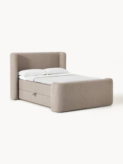 Pervinia Bouclé Box Spring Bed with Storage