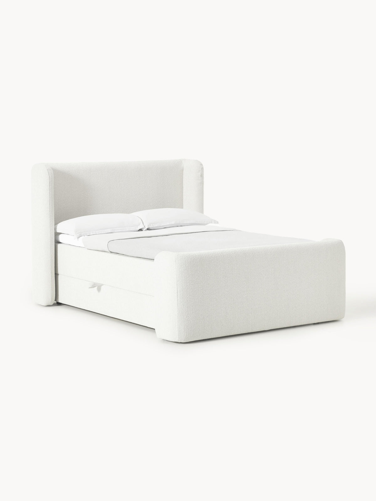 Pervinia Bouclé Box Spring Bed with Storage