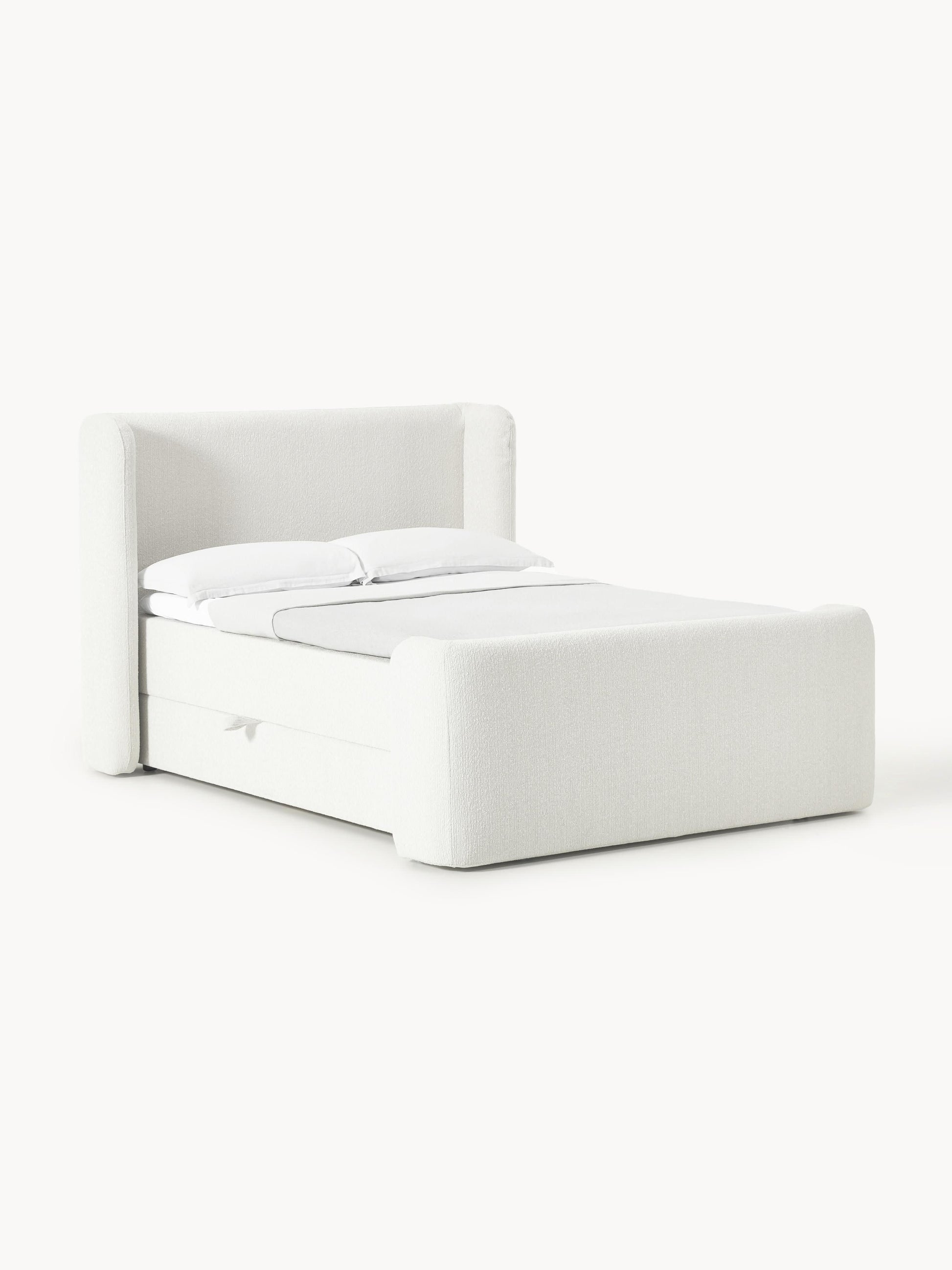 Pervinia Bouclé Box Spring Bed with Storage