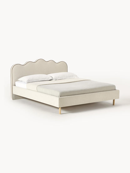 Romarra Upholstered Bed with Wavy Headboard