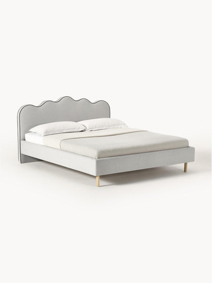 Romarra Upholstered Bed with Wavy Headboard