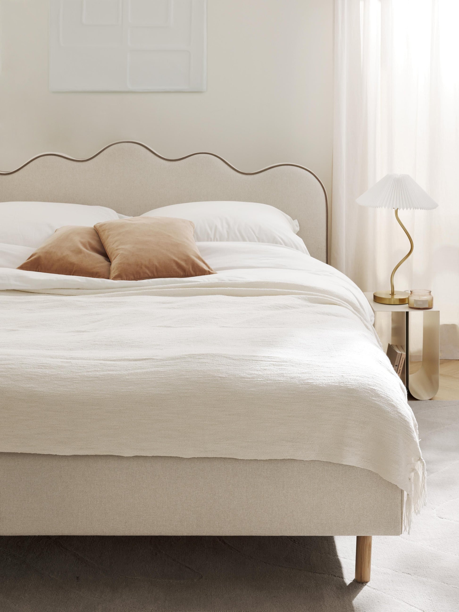 Romarra Upholstered Bed with Wavy Headboard