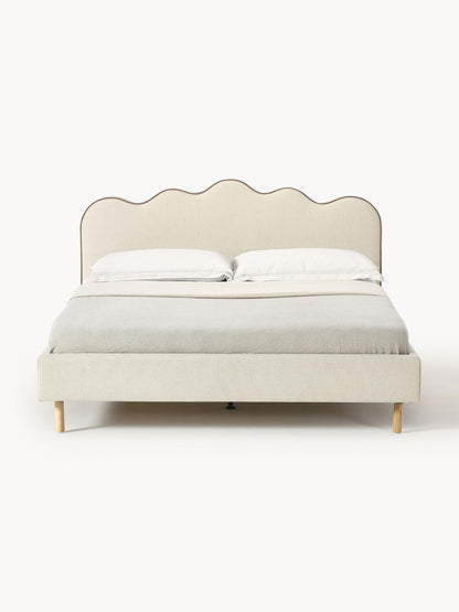 Romarra Upholstered Bed with Wavy Headboard
