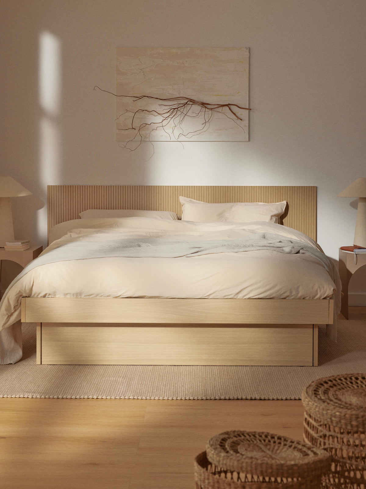 Satomo Wooden Bed with Drawers and Headboard