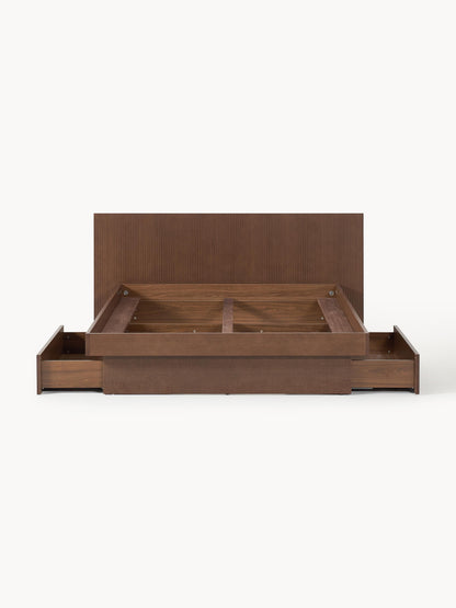 Satomo Wooden Bed with Drawers and Headboard