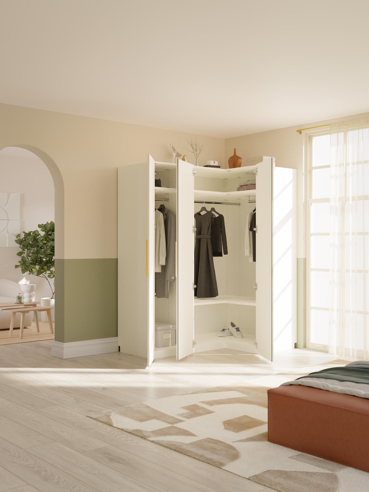 Simetta Modular Corner Wardrobe, 165 cm Wide, in Various Sizes