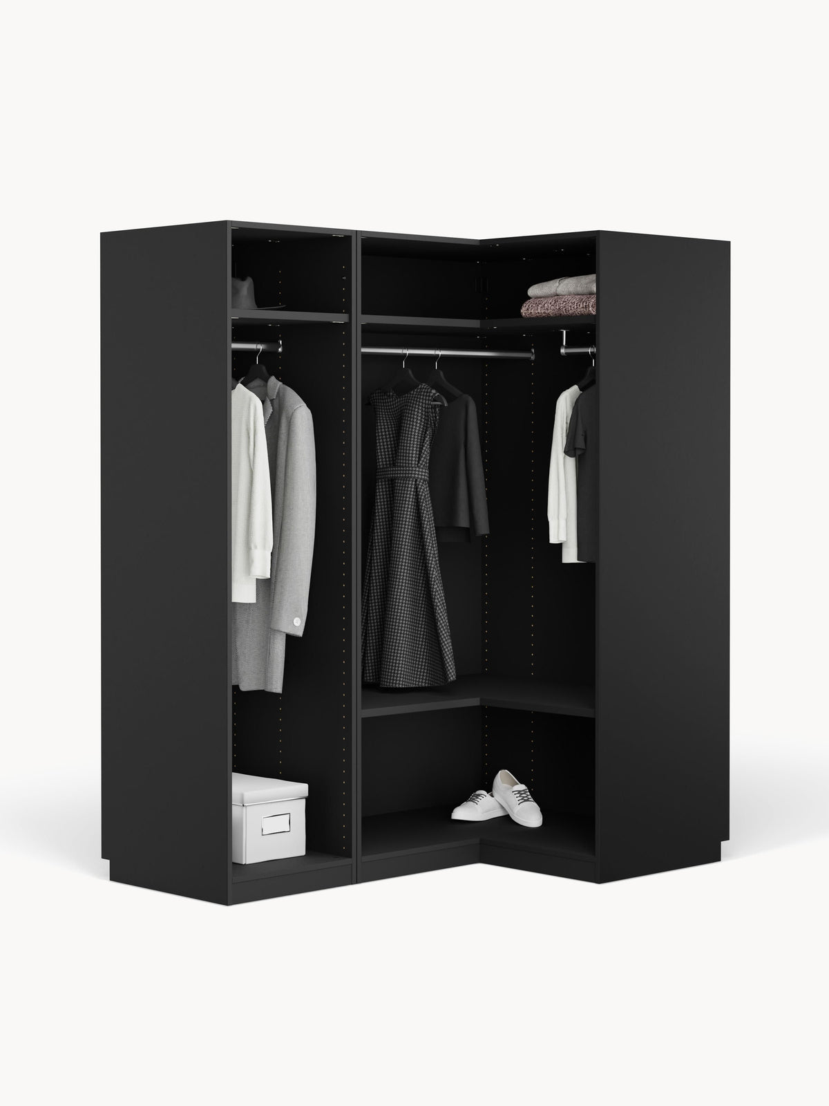 Simetta Modular Corner Wardrobe, 165 cm Wide, in Various Sizes