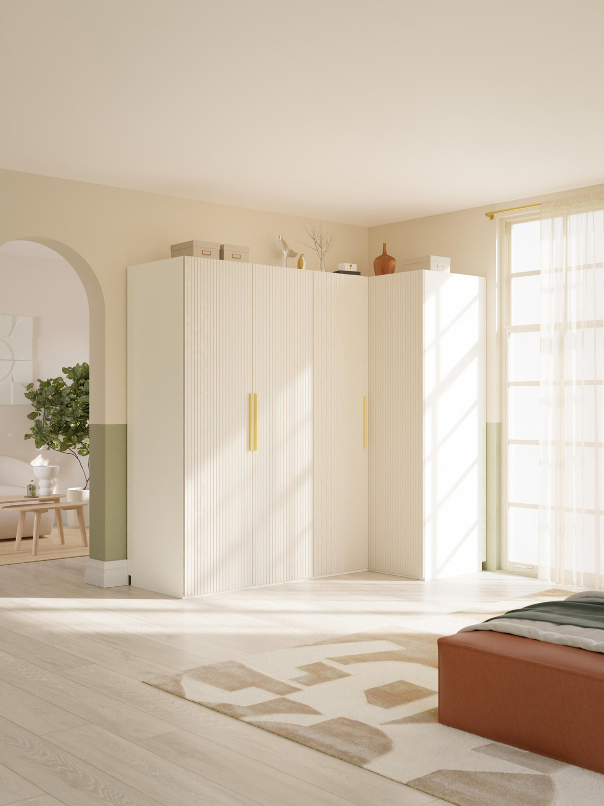 Simetta Modular Corner Wardrobe, 215 cm Wide, in Various Sizes