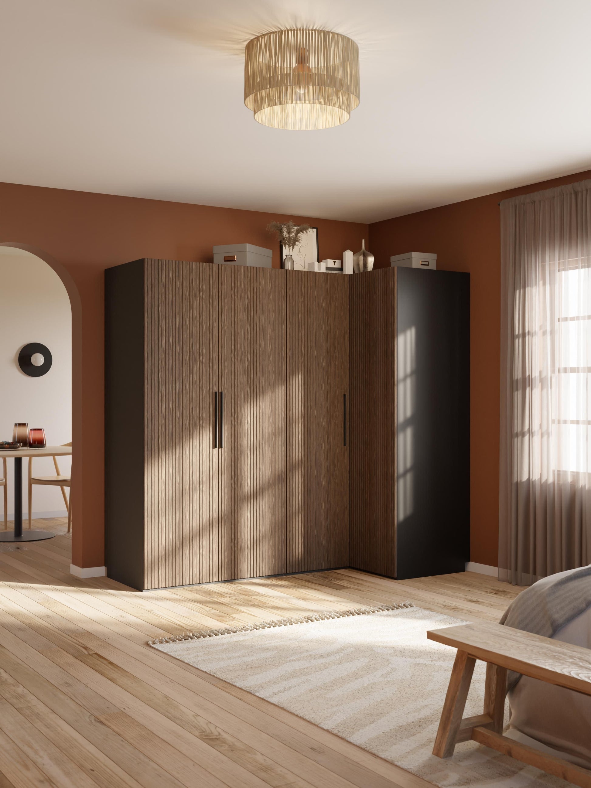 Simetta Modular Corner Wardrobe, 215 cm Wide, in Various Sizes