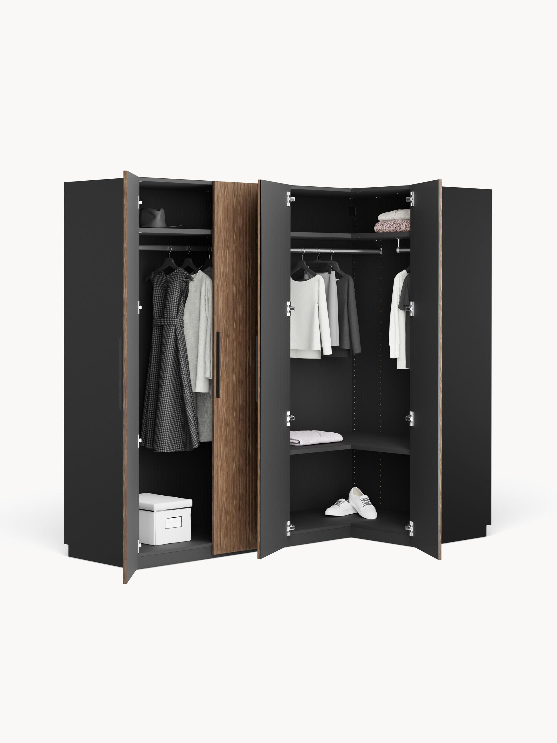 Simetta Modular Corner Wardrobe, 215 cm Wide, in Various Sizes