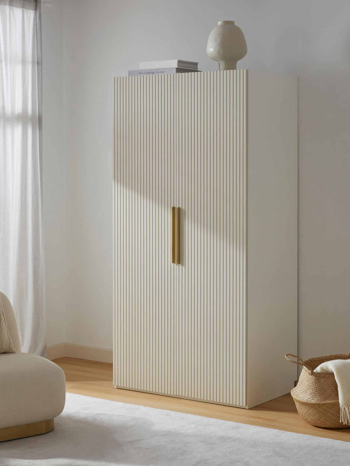 Simetta Modular Hinged-Door Wardrobe, 100 cm Wide, in Various Sizes