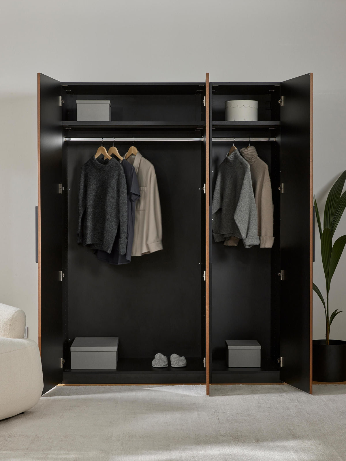Simetta Modular Hinged-Door Wardrobe, 150 cm Wide, in Various Sizes