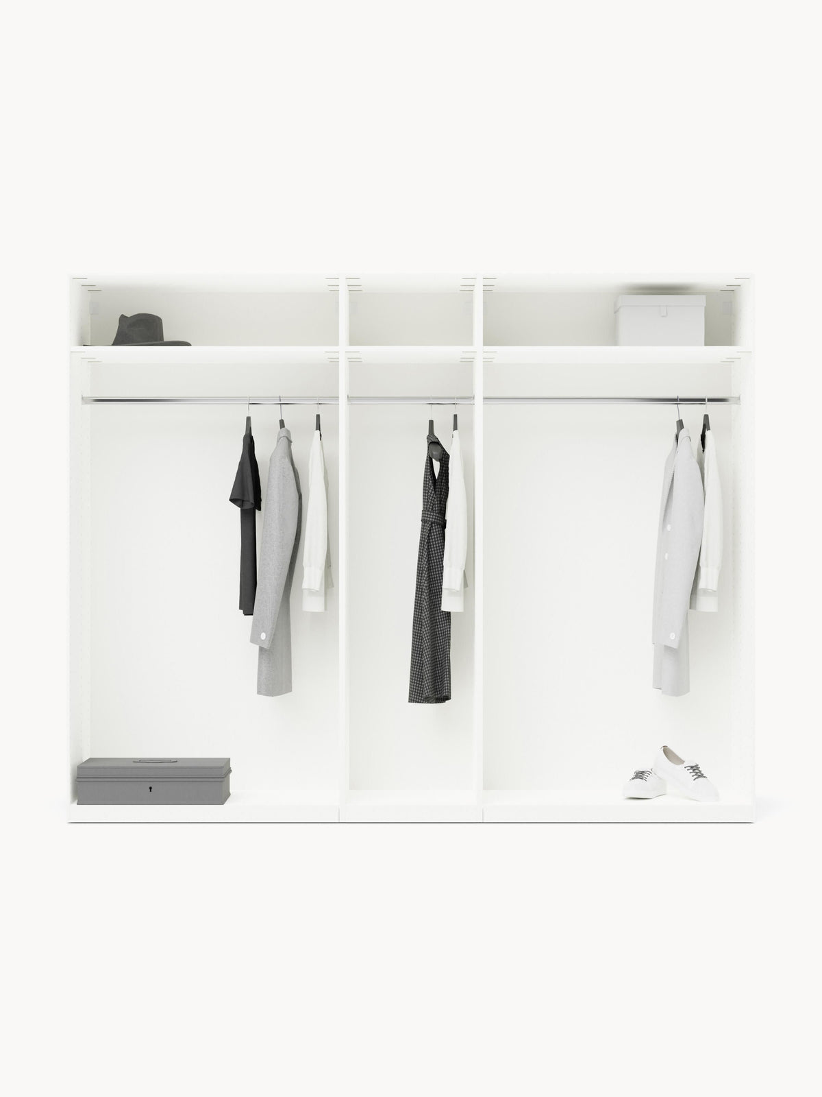Simetta Modular Hinged-Door Wardrobe, 250 cm Wide, in Various Sizes