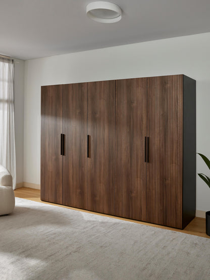 Simetta Modular Hinged-Door Wardrobe, 250 cm Wide, in Various Sizes