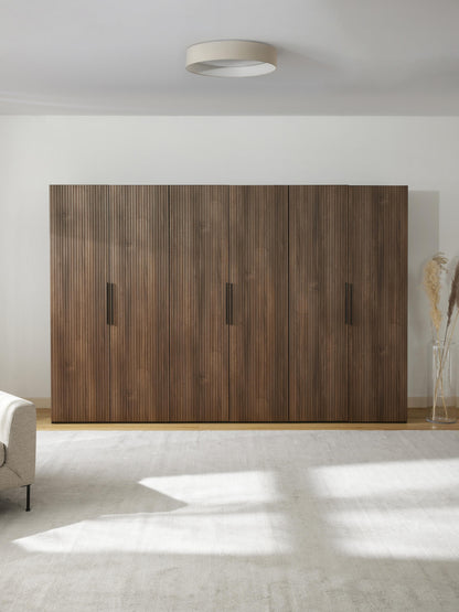 Simetta Modular Hinged-Door Wardrobe, 300 cm Wide, in Various Sizes