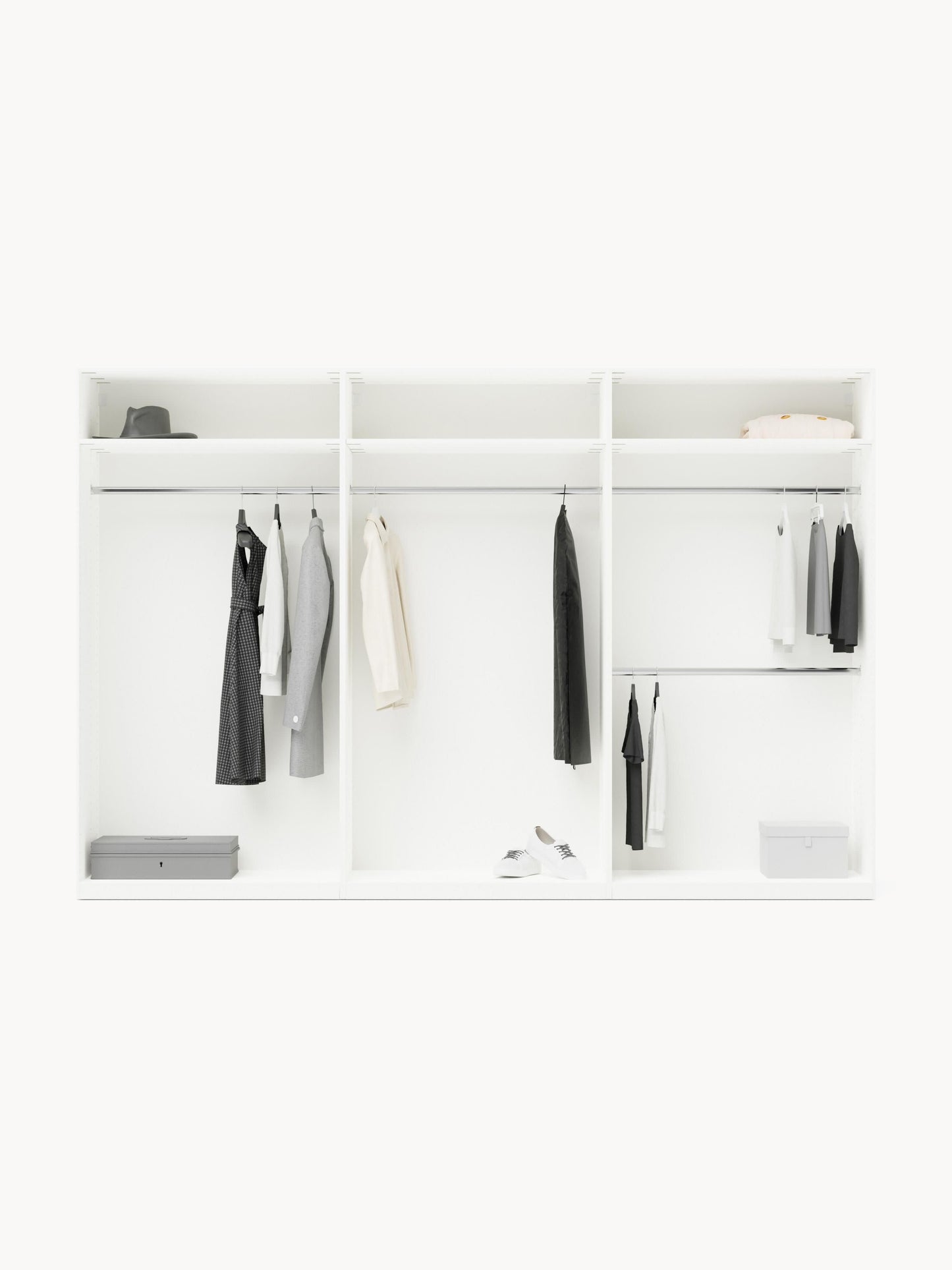 Simetta Modular Hinged-Door Wardrobe, 300 cm Wide, in Various Sizes