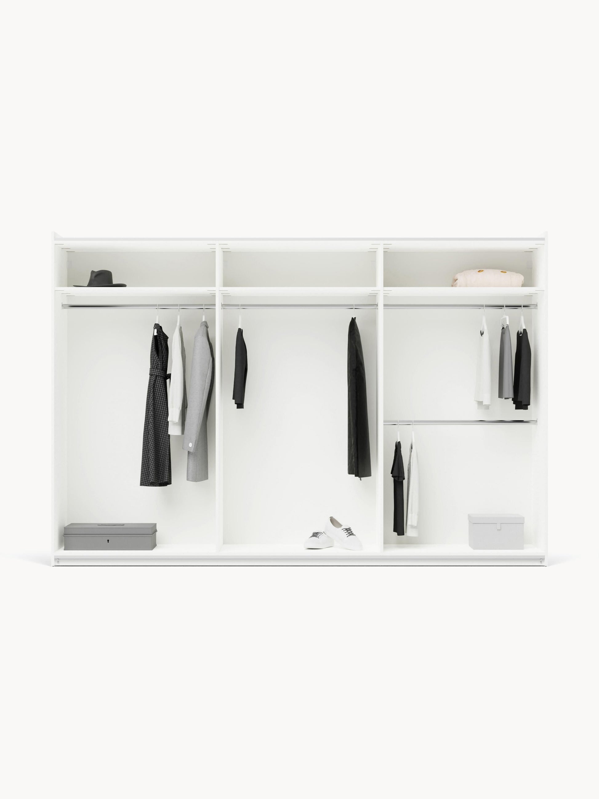 Simetta Modular Sliding-Door Wardrobe, 300 cm Wide, in Various Sizes