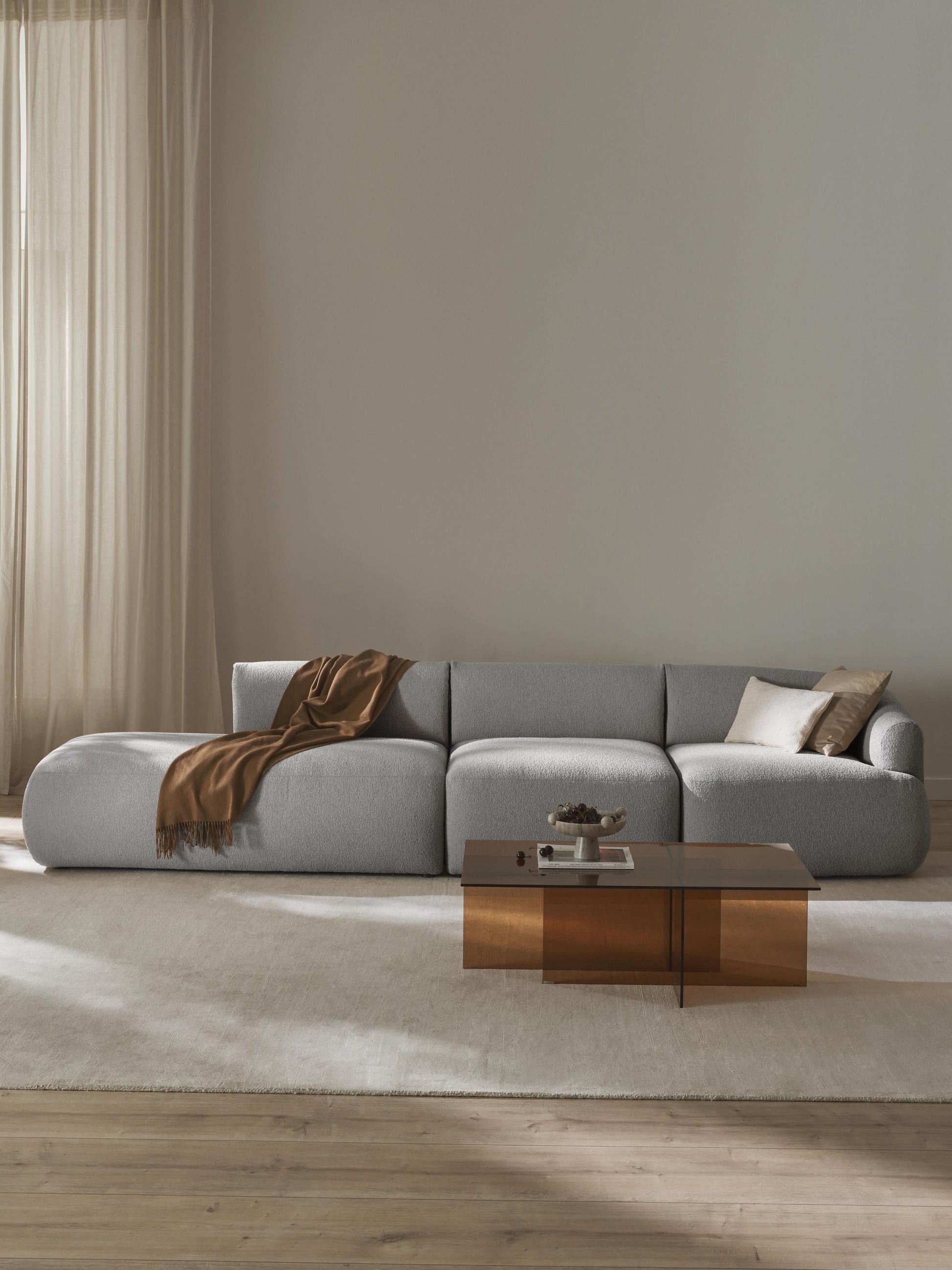 Soralie Modular Bouclé Chaise (2-Seater)