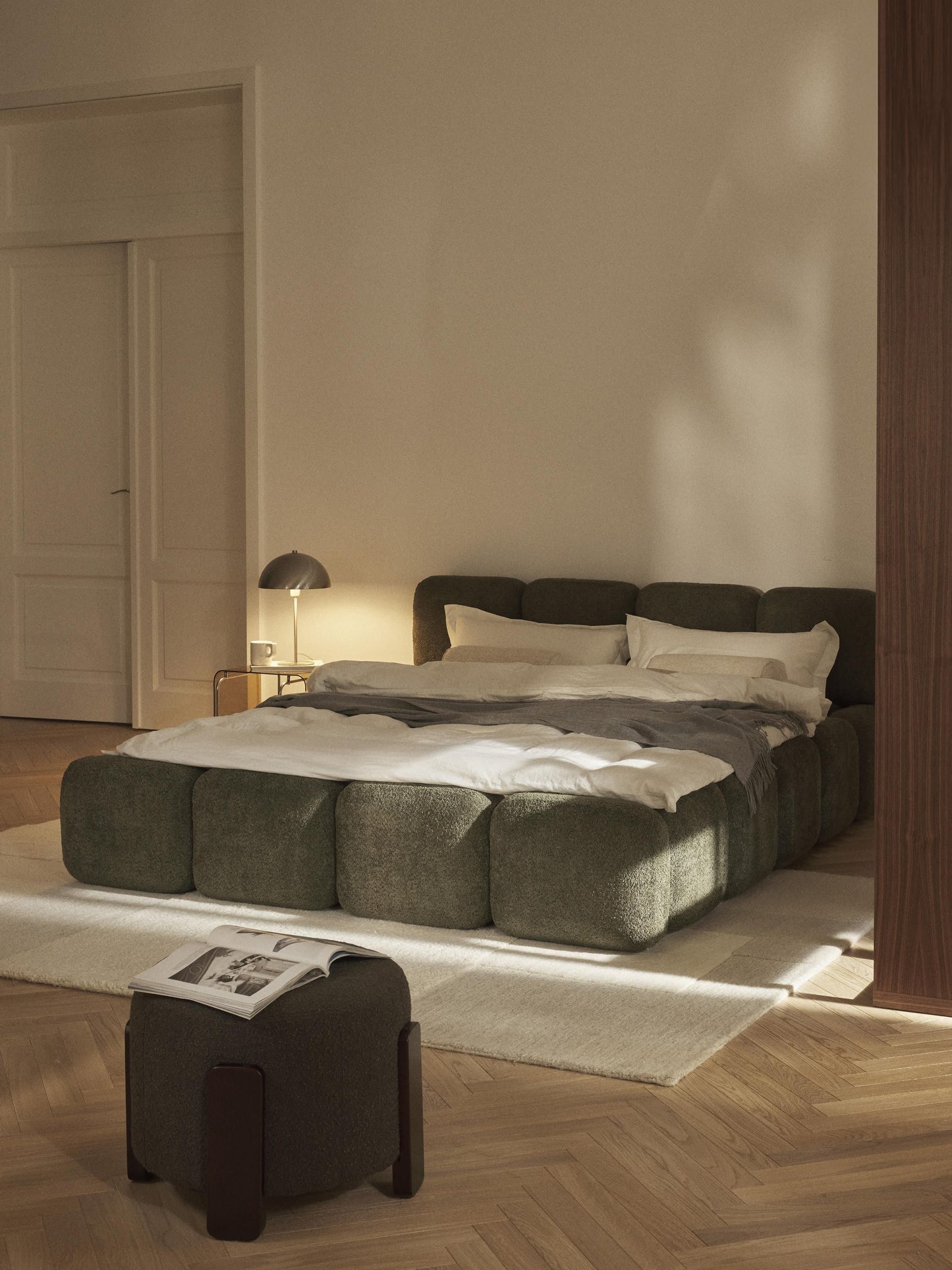 Taylena Upholstered Bed in Teddy Bouclé