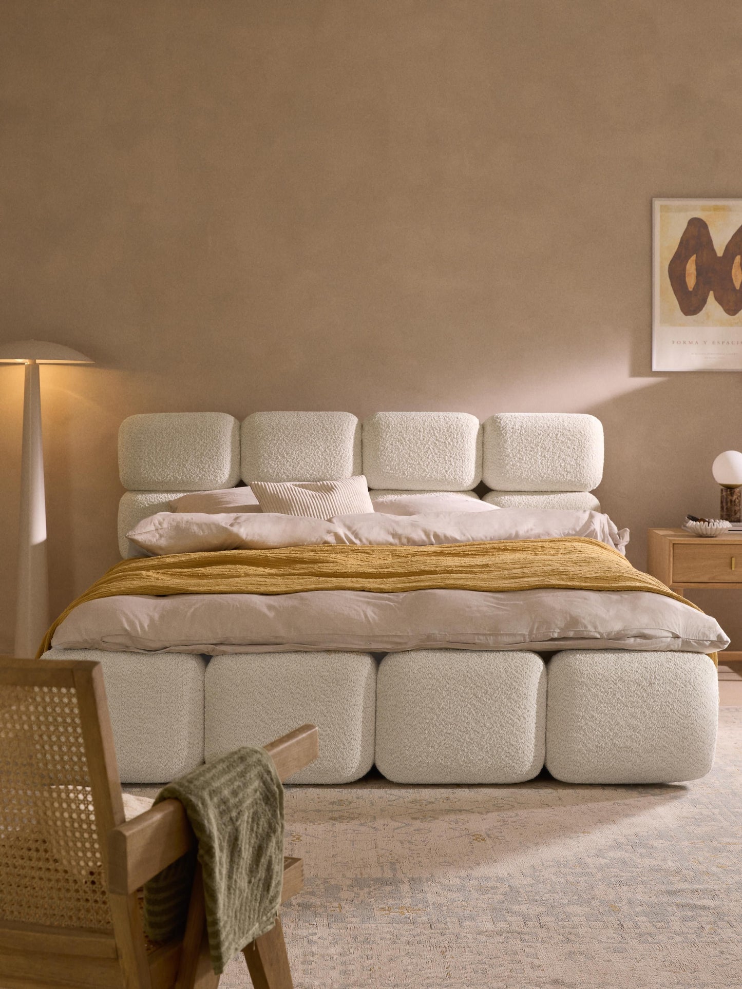 Taylena Upholstered Bed in Teddy Bouclé