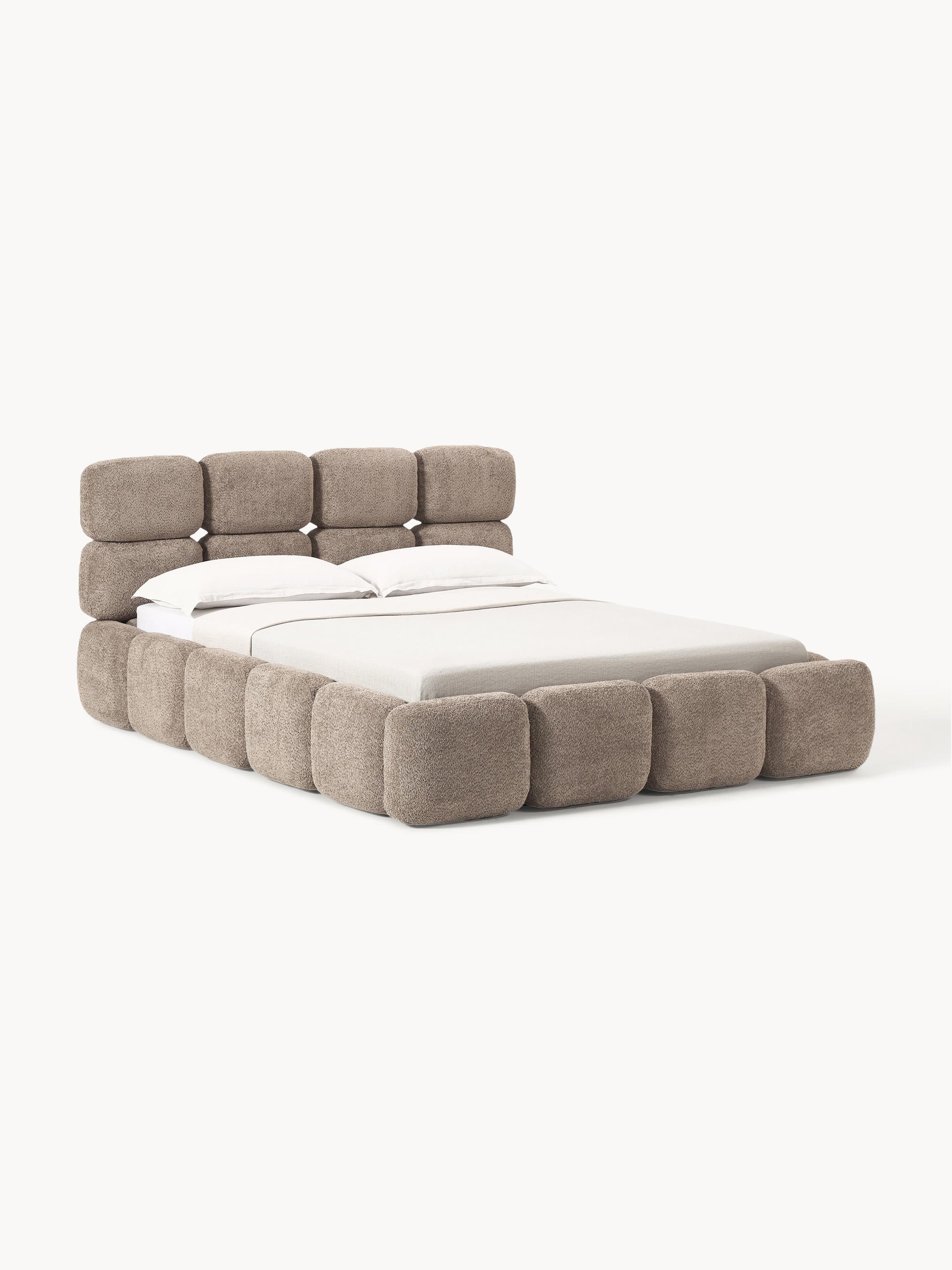 Taylena Upholstered Bed in Teddy Bouclé with Storage