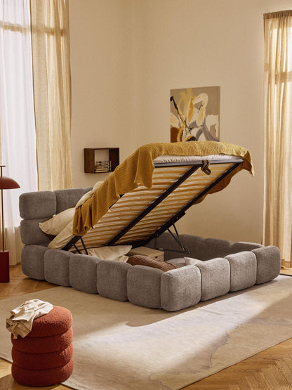Taylena Upholstered Bed in Teddy Bouclé with Storage