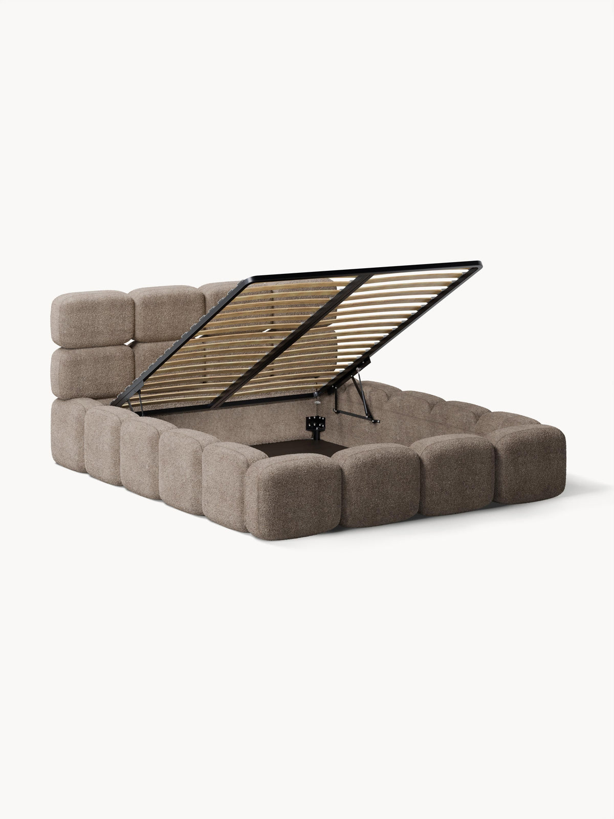 Taylena Upholstered Bed in Teddy Bouclé with Storage