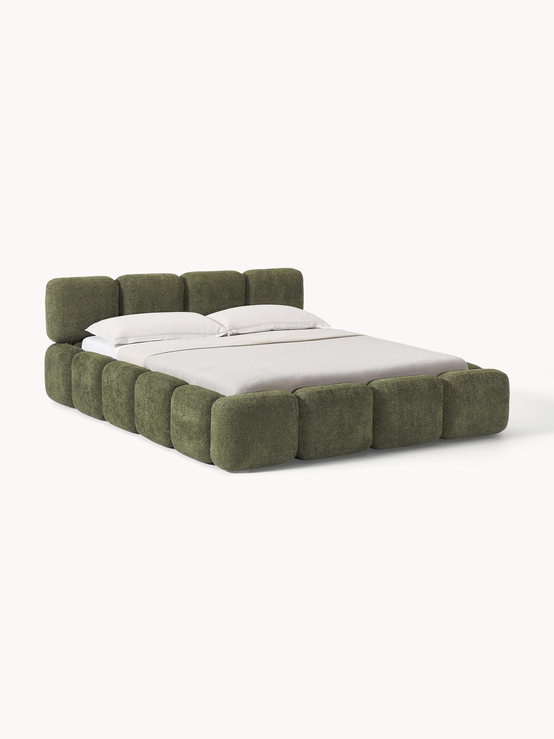Taylena Upholstered Bed in Teddy Bouclé with Storage
