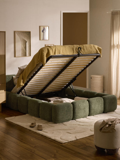 Taylena Upholstered Bed in Teddy Bouclé with Storage
