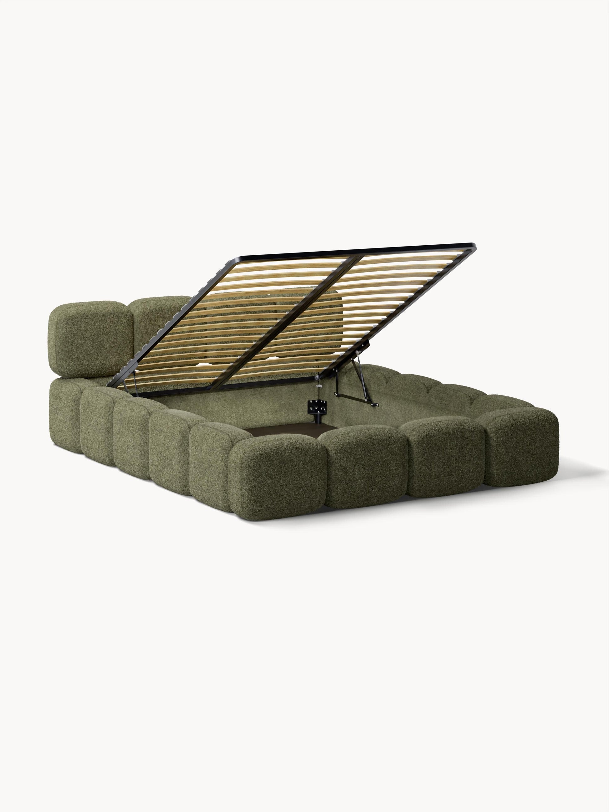 Taylena Upholstered Bed in Teddy Bouclé with Storage