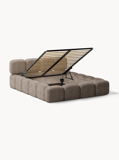 Taylena Upholstered Bed in Teddy Bouclé with Storage