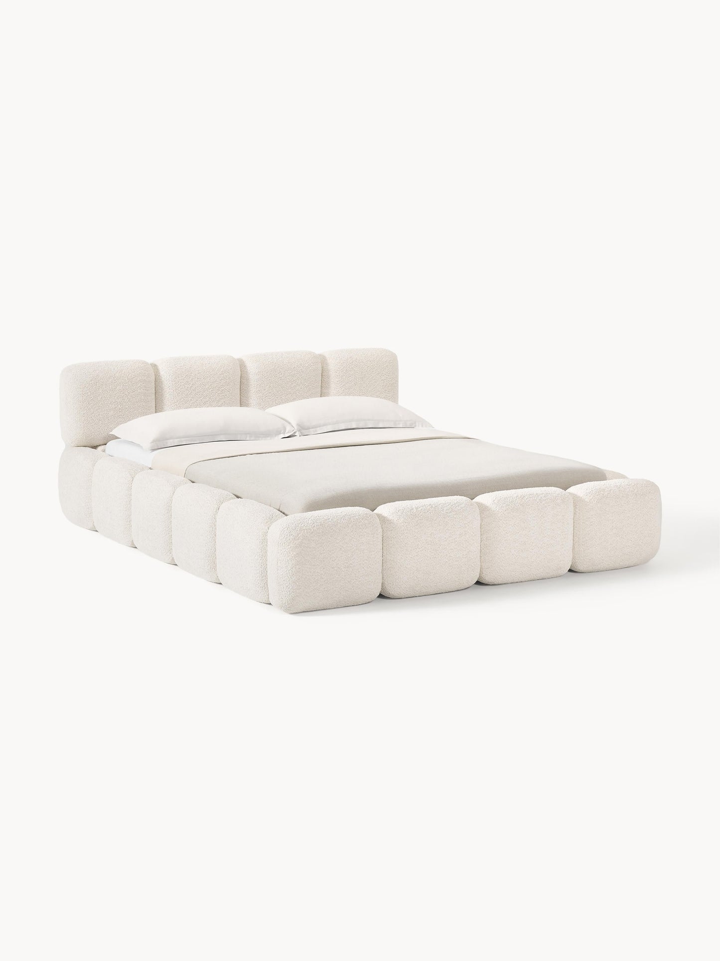 Taylena Upholstered Bed in Teddy Bouclé with Storage