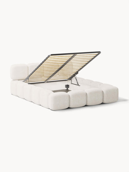 Taylena Upholstered Bed in Teddy Bouclé with Storage
