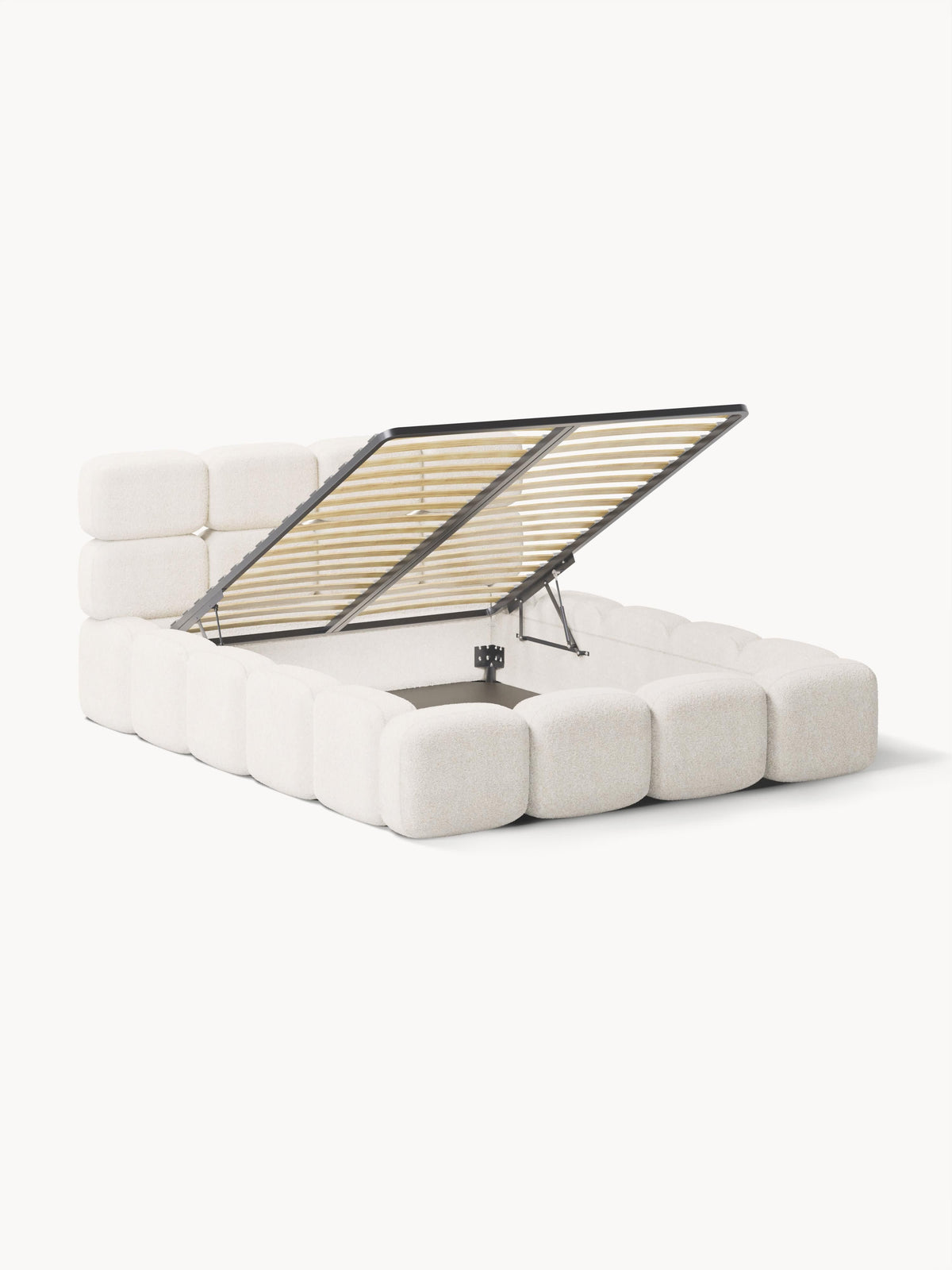 Taylena Upholstered Bed in Teddy Bouclé with Storage