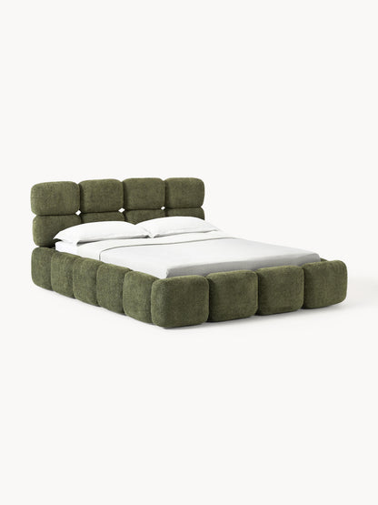 Taylena Upholstered Bed in Teddy Bouclé with Storage