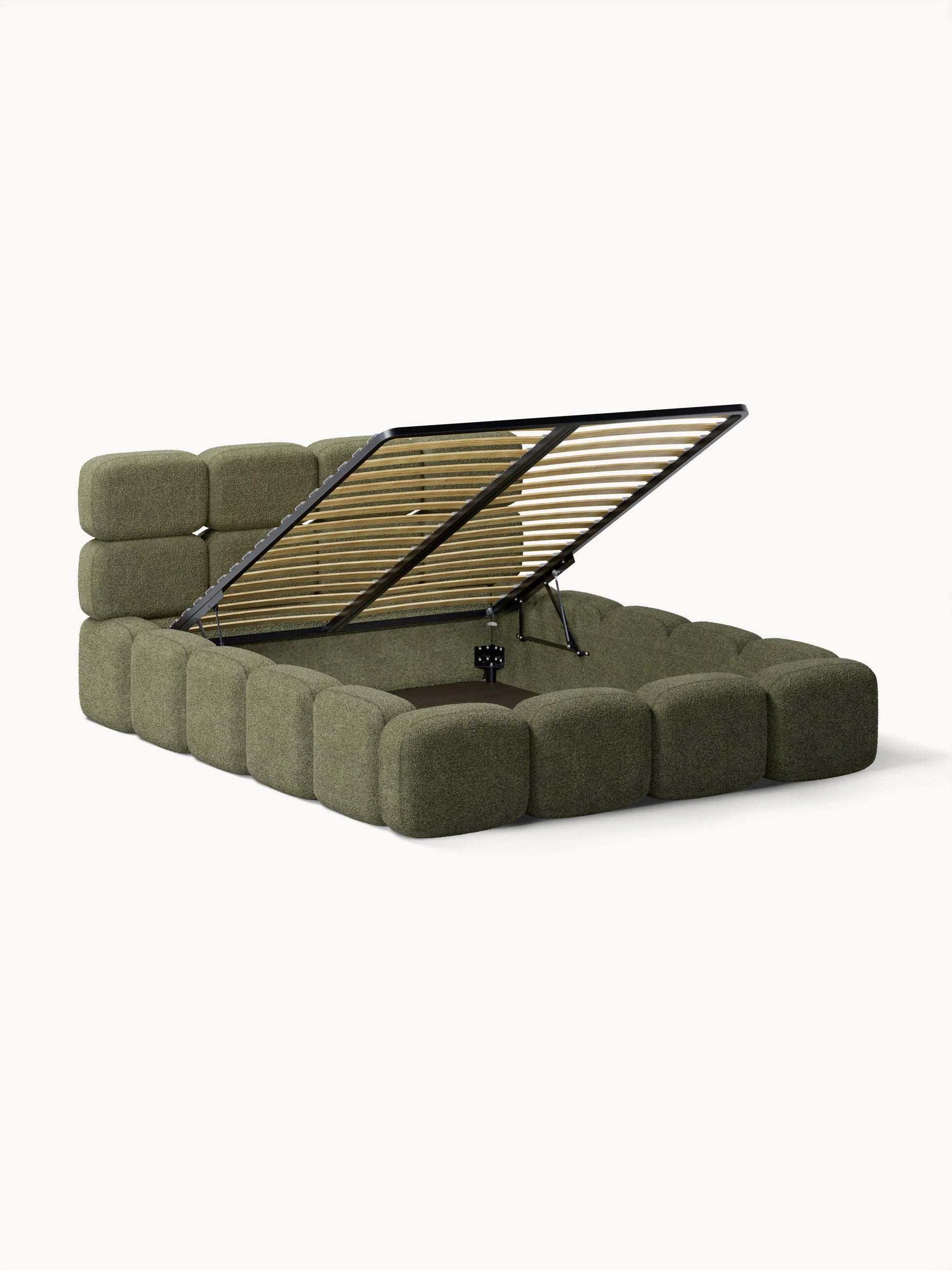 Taylena Upholstered Bed in Teddy Bouclé with Storage