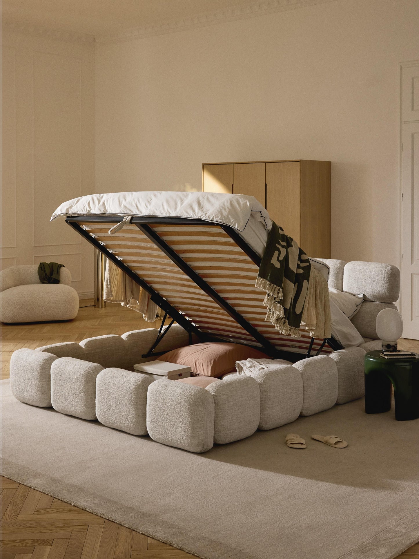 Taylena Upholstered Bouclé Bed with Storage