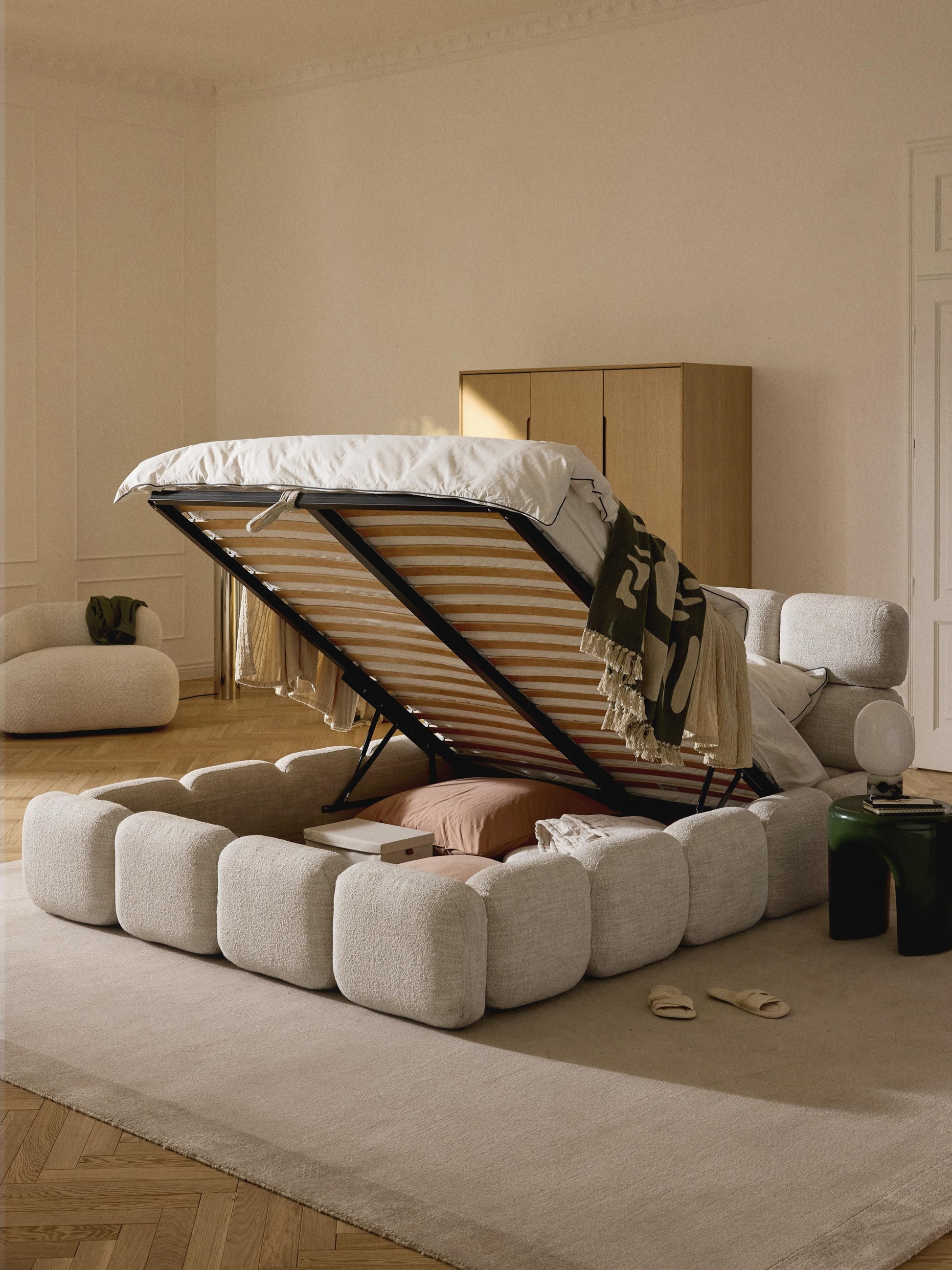 Taylena Upholstered Bouclé Bed with Storage
