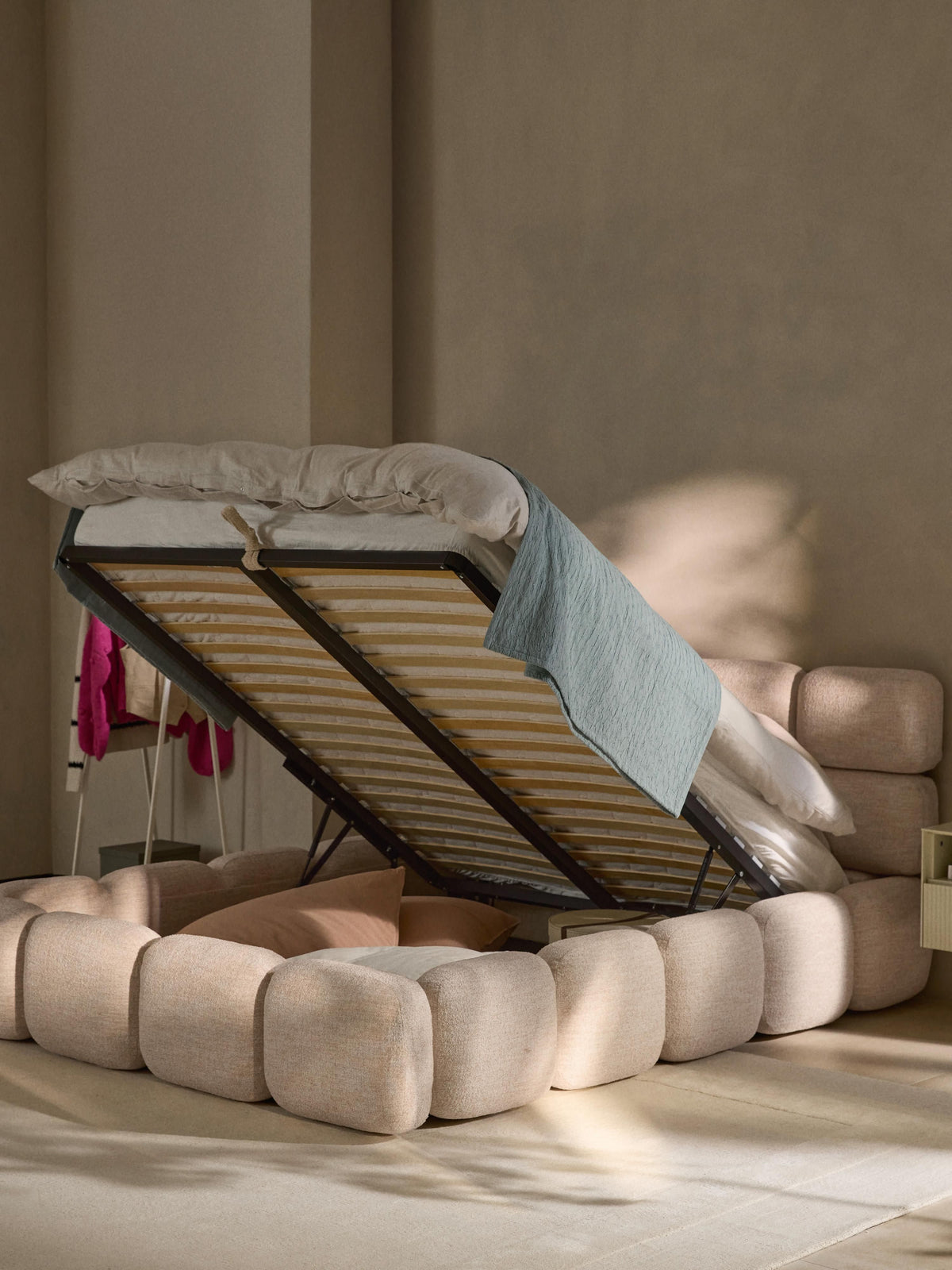 Taylena Upholstered Bouclé Bed with Storage