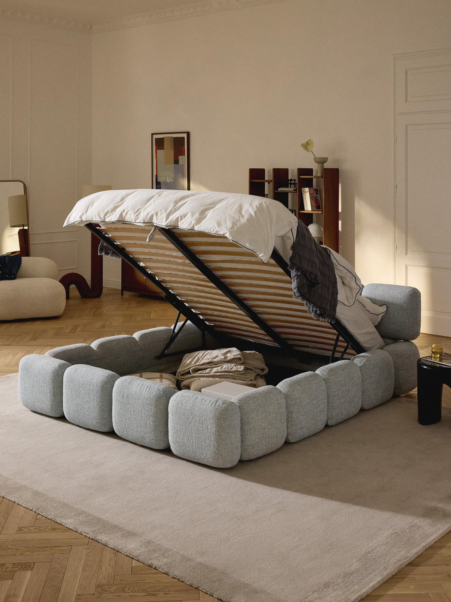 Taylena Upholstered Bouclé Bed with Storage