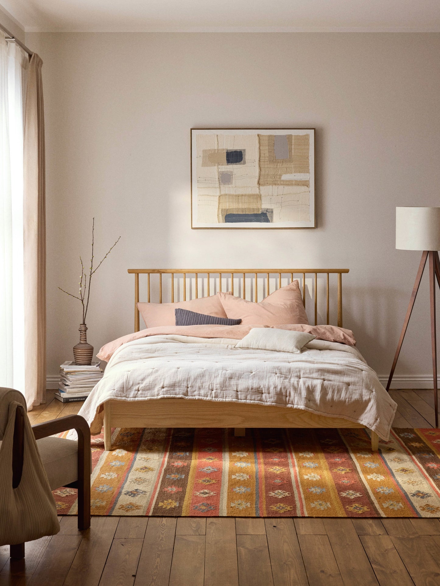 Winsanto Wooden Bed with Pine Headboard