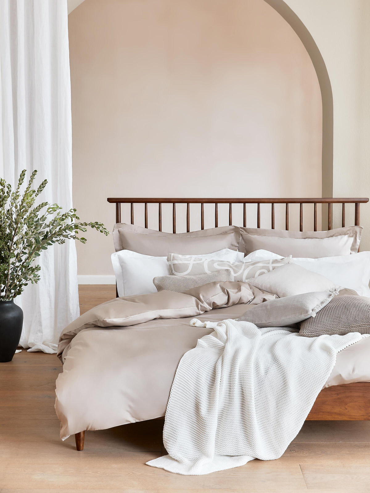 Winsanto Wooden Bed with Pine Headboard