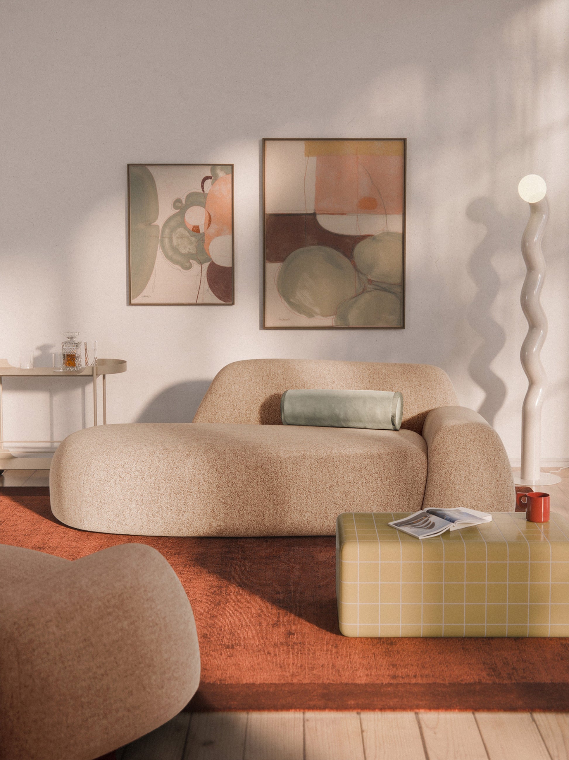 Wolvenna Bouclé Sofa (2-Seater) with Chaise Longue
