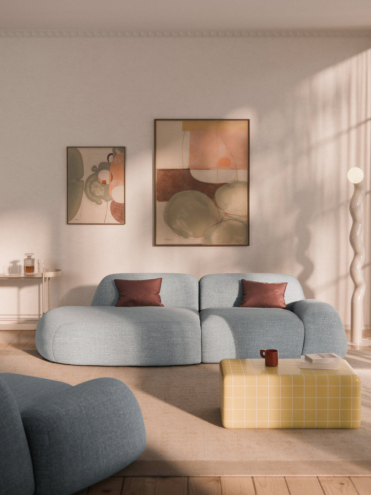 Wolvenna Modular Bouclé Chaise (3-Seater)