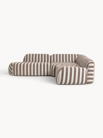Wolvenna Modular Striped Corner Sofa (4-Seater) with Chaise Longue
