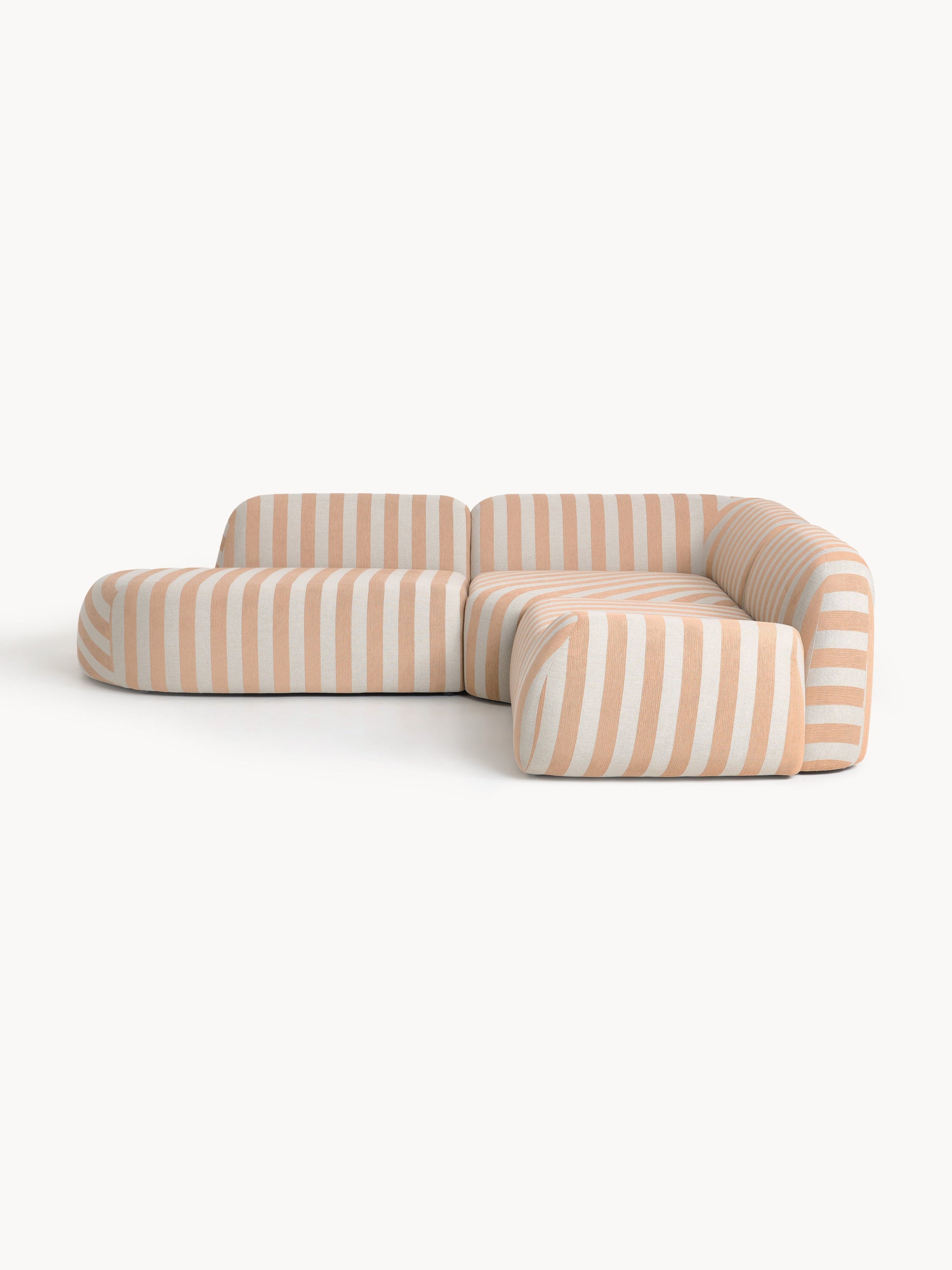 Wolvenna Modular Striped Corner Sofa (4-Seater) with Chaise Longue