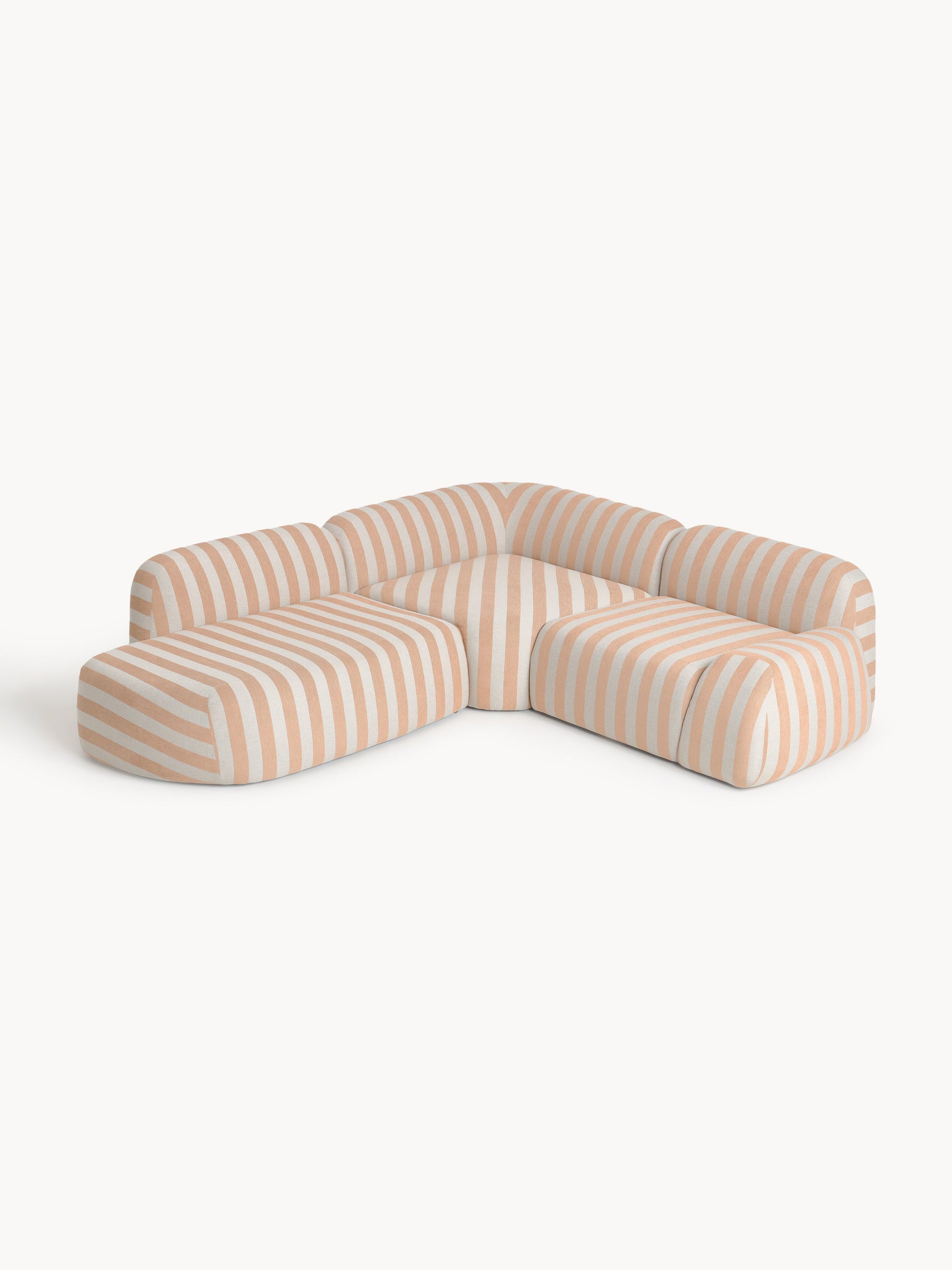 Wolvenna Modular Striped Corner Sofa (4-Seater) with Chaise Longue